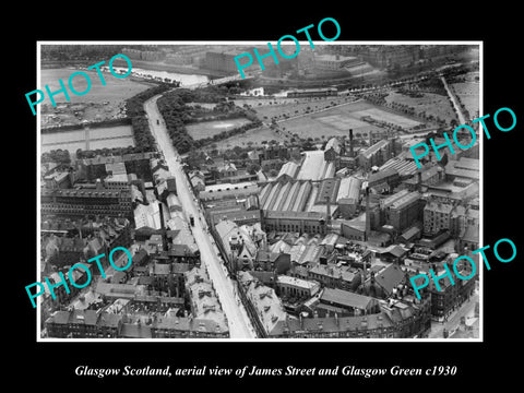 OLD LARGE HISTORIC PHOTO GLASGOW SCOTLAND, AERIAL VIEW OF JAMES ST c1930