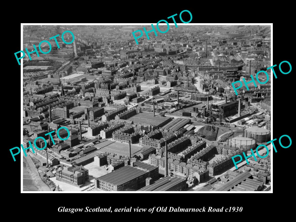 OLD LARGE HISTORIC PHOTO GLASGOW SCOTLAND, AERIAL VIEW OF DALMARNOCK RD c1930