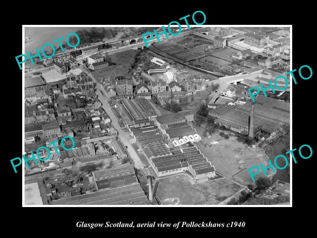 OLD LARGE HISTORIC PHOTO GLASGOW SCOTLAND, AERIAL VIEW OF POLLOCKSHAWS c1940