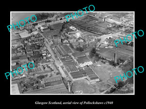 OLD LARGE HISTORIC PHOTO GLASGOW SCOTLAND, AERIAL VIEW OF POLLOCKSHAWS c1940