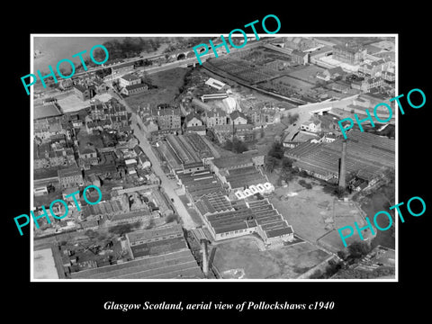 OLD LARGE HISTORIC PHOTO GLASGOW SCOTLAND, AERIAL VIEW OF POLLOCKSHAWS c1940