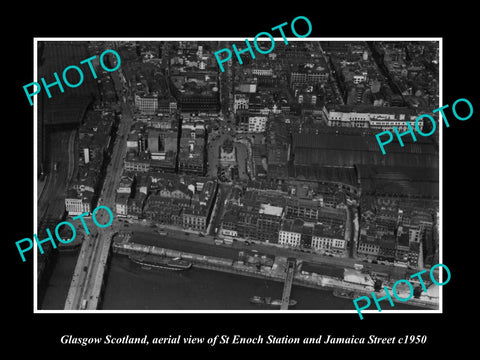 OLD LARGE HISTORIC PHOTO GLASGOW SCOTLAND, ST ENOCH STATION & JAMAICA ST c1950