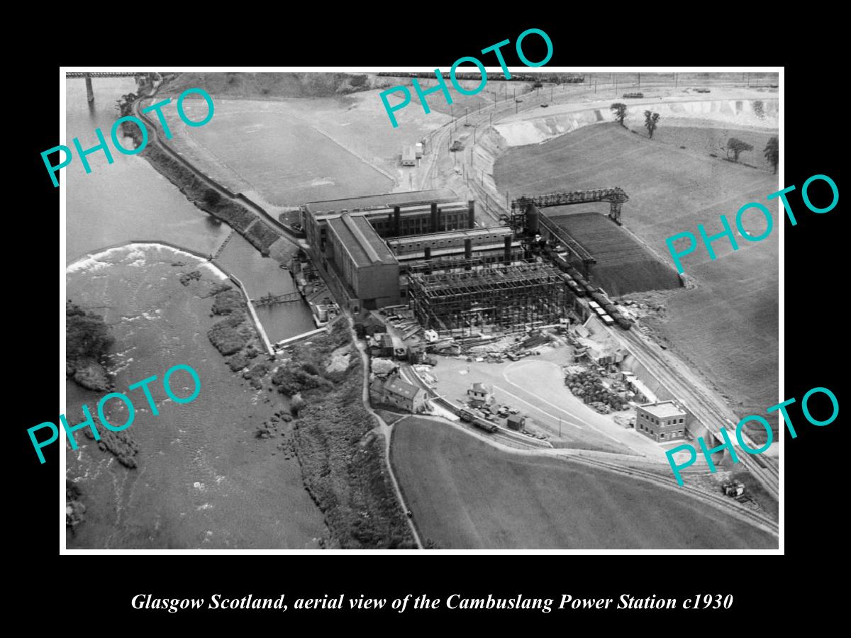 OLD LARGE HISTORIC PHOTO GLASGOW SCOTLAND, THE CAMBUSLAND POWER STATION c1930