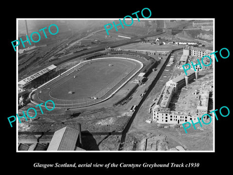 OLD LARGE HISTORIC PHOTO GLASGOW SCOTLAND, THE CARNTYNE GREYHOUND TRACK c1930