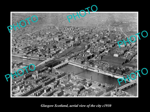 OLD LARGE HISTORIC PHOTO GLASGOW SCOTLAND, AERIAL VIEW OF THE CITY c1930 2