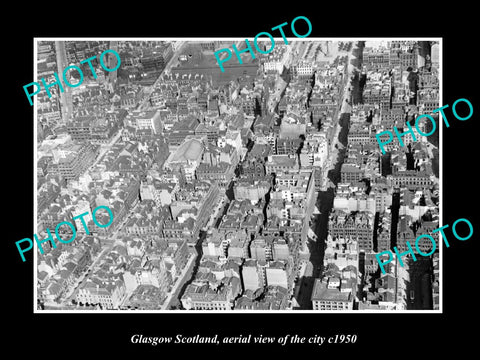 OLD LARGE HISTORIC PHOTO GLASGOW SCOTLAND, AERIAL VIEW OF THE CITY c1950 1