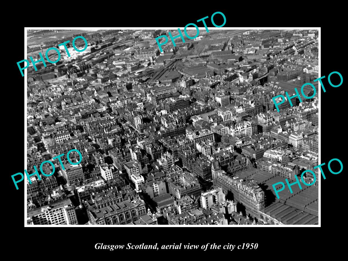 OLD LARGE HISTORIC PHOTO GLASGOW SCOTLAND, AERIAL VIEW OF THE CITY c1950 2