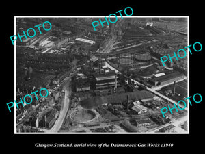 OLD LARGE HISTORIC PHOTO GLASGOW SCOTLAND, THE DALMARNOCK GAS WORKS c1940