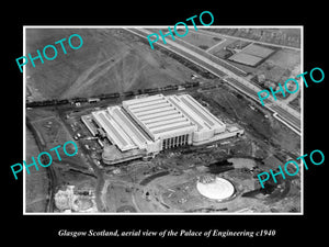 OLD LARGE HISTORIC PHOTO GLASGOW SCOTLAND, AERIAL VIEW PLACE OF ENGINERRING 1940