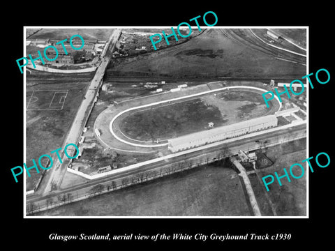 OLD LARGE HISTORIC PHOTO GLASGOW SCOTLAND, WHITE CITY GREYHOUND TRACK c1930