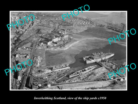 OLD LARGE HISTORIC PHOTO INVERKEITHING SCOTLAND, VIEW OF THE SHIP YARDS c1950 1