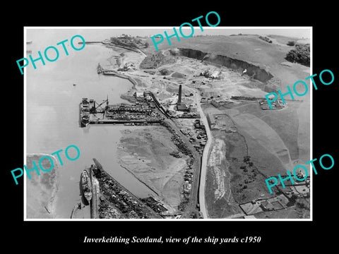 OLD LARGE HISTORIC PHOTO INVERKEITHING SCOTLAND, VIEW OF THE SHIP YARDS c1950 2