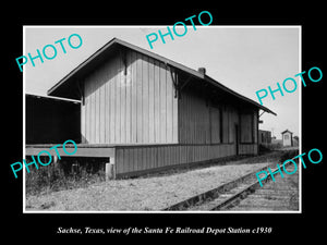 OLD LARGE HISTORIC PHOTO OF SACHSE TEXAS, THE RAILROAD DEPOT STATION c1930