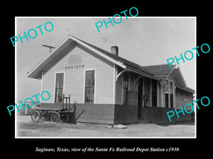 OLD LARGE HISTORIC PHOTO OF SAGINAW TEXAS, THE RAILROAD DEPOT STATION c1930