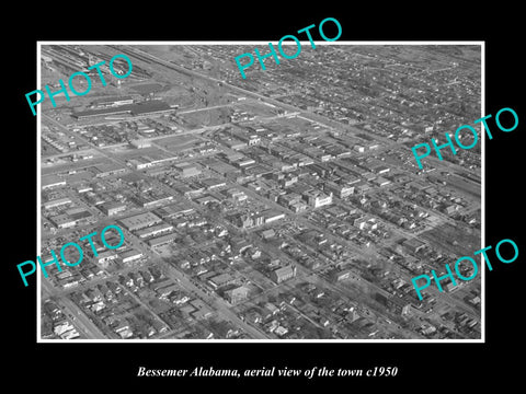 OLD LARGE HISTORIC PHOTO BESSEMER ALABAMA, AERIAL VIEW OF THE TOWN c1950 1