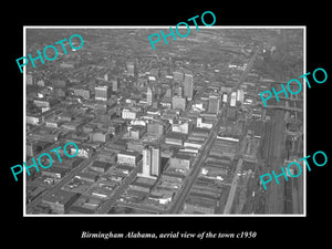 OLD LARGE HISTORIC PHOTO BIRMINGHAM ALABAMA, AERIAL VIEW OF THE TOWN c1950 1