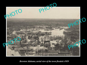 OLD LARGE HISTORIC PHOTO BREWTON ALABAMA, AERIAL VIEW OF TOWN IN FLOOD c1929 2