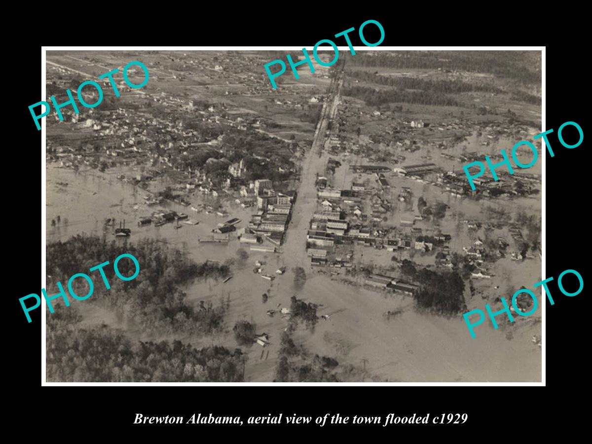 OLD LARGE HISTORIC PHOTO BREWTON ALABAMA, AERIAL VIEW OF TOWN IN FLOOD c1929 3