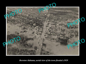 OLD LARGE HISTORIC PHOTO BREWTON ALABAMA, AERIAL VIEW OF TOWN IN FLOOD c1929 3