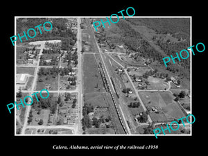 OLD LARGE HISTORIC PHOTO CALERA ALABAMA, AERIAL VIEW OF THE TOWN c1950