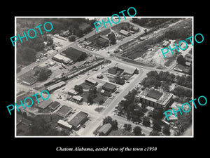 OLD LARGE HISTORIC PHOTO CHATOM ALABAMA, AERIAL VIEW OF THE TOWN c1950