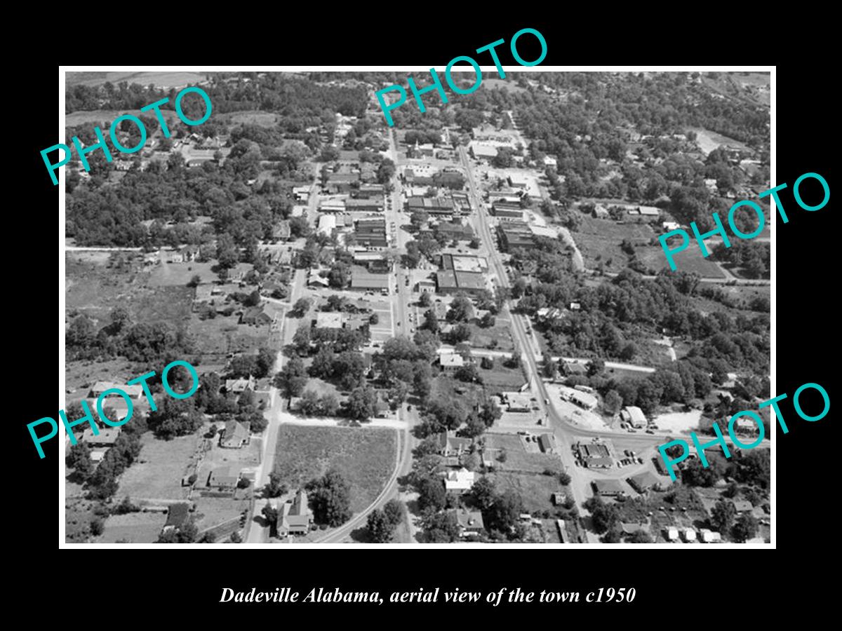 OLD LARGE HISTORIC PHOTO DADEVILLE ALABAMA, AERIAL VIEW OF THE TOWN c1950