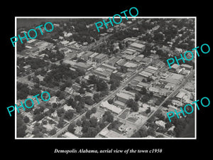 OLD LARGE HISTORIC PHOTO DEMOPOLIS ALABAMA, AERIAL VIEW OF THE TOWN c1950 2