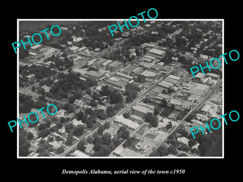 OLD LARGE HISTORIC PHOTO DEMOPOLIS ALABAMA, AERIAL VIEW OF THE TOWN c1950 2