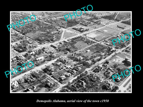 OLD LARGE HISTORIC PHOTO DEMOPOLIS ALABAMA, AERIAL VIEW OF THE TOWN c1950 3