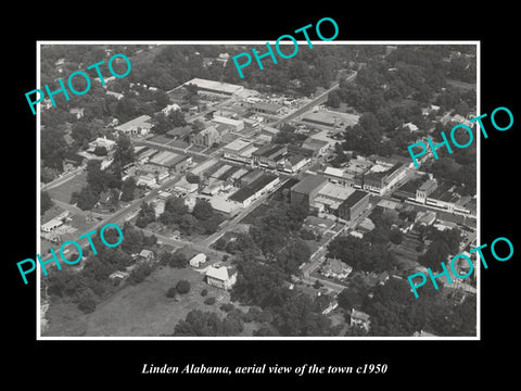 OLD LARGE HISTORIC PHOTO LINDEN ALABAMA, AERIAL VIEW OF THE TOWN c1950