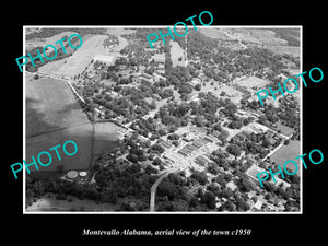 OLD LARGE HISTORIC PHOTO MONTEVALLO ALABAMA, AERIAL VIEW OF THE TOWN c1950