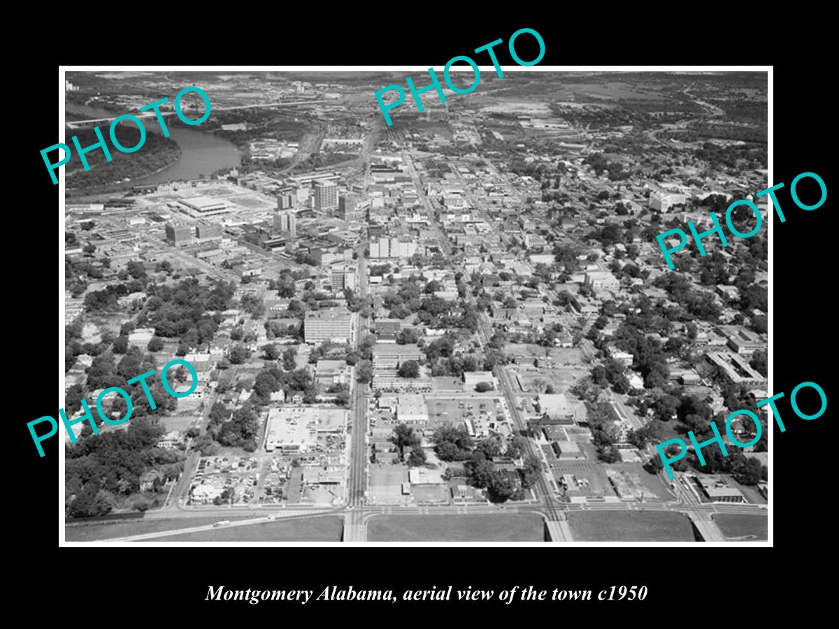 OLD LARGE HISTORIC PHOTO MONTGOMERY ALABAMA, AERIAL VIEW OF THE TOWN c1950 1