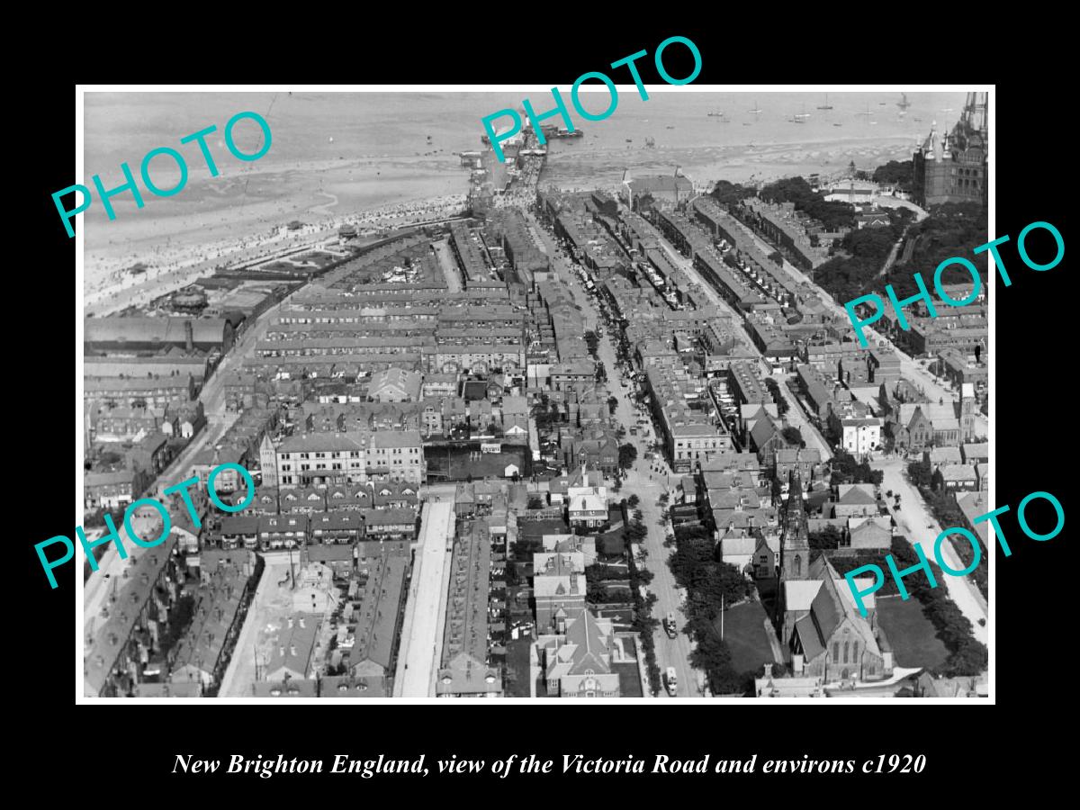 OLD LARGE HISTORIC PHOTO OF NEW BRIGHTON ENGLAND, VIEW OF VICTORIA ROAD c1920