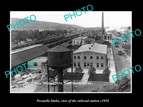 OLD LARGE HISTORIC PHOTO POCATELLO IDAHO, THE RAILROAD STATION c1910