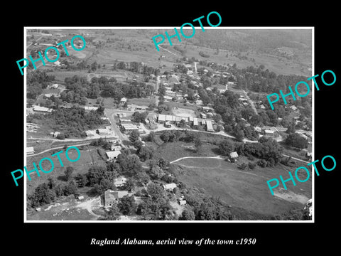 OLD LARGE HISTORIC PHOTO RAGLAN ALABAMA, AERIAL VIEW OF THE TOWN c1950