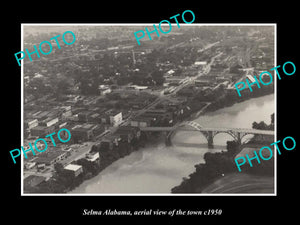 OLD LARGE HISTORIC PHOTO SELMA ALABAMA, AERIAL VIEW OF THE TOWN c1950