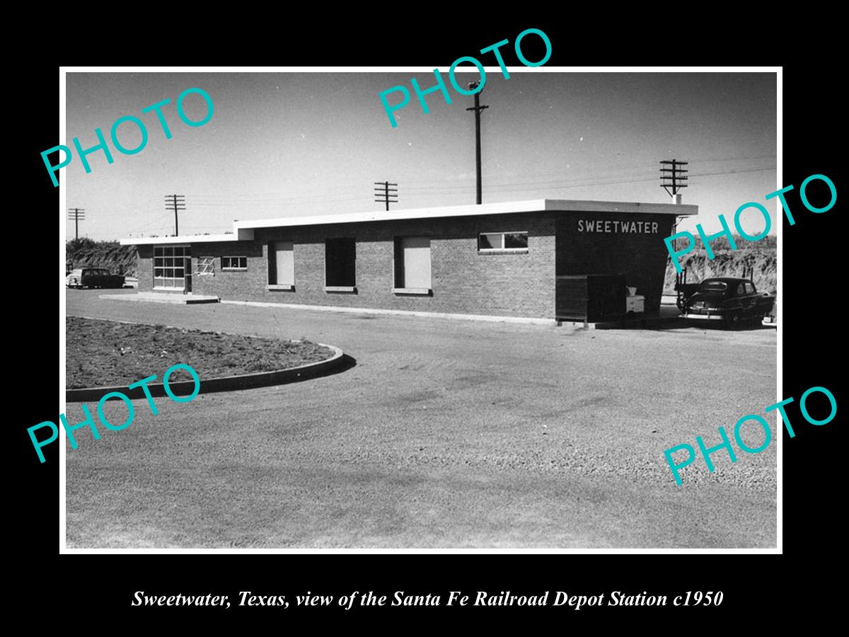 OLD LARGE HISTORIC PHOTO OF SWEETWATER TEXAS, THE RAILROAD DEPOT STATION c1950