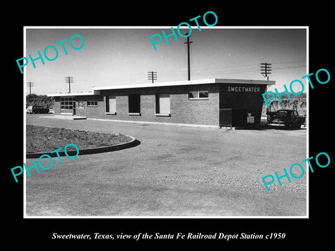 OLD LARGE HISTORIC PHOTO OF SWEETWATER TEXAS, THE RAILROAD DEPOT STATION c1950