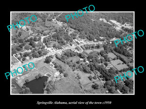 OLD LARGE HISTORIC PHOTO SPRINGVILLE ALABAMA, AERIAL VIEW OF THE TOWN c1950