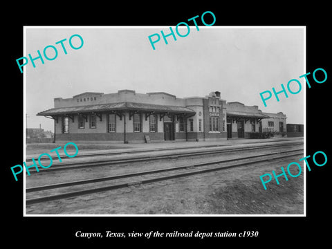 OLD LARGE HISTORIC PHOTO OF CANYON TEXAS, THE RAILROAD DEPOT STATION c1930