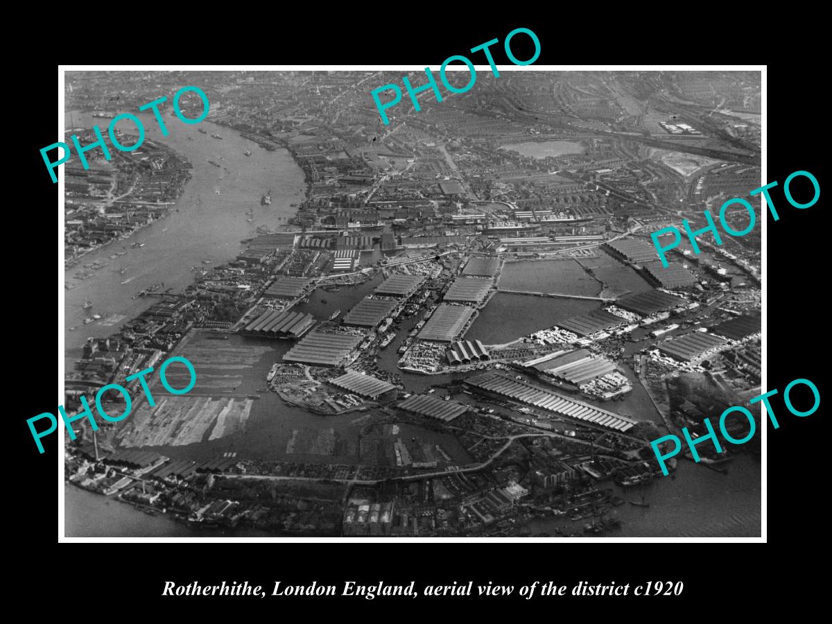 OLD LARGE HISTORIC PHOTO OF ROTHERHITHE LONDON ENGLAND, AERIAL VIEW c1 ...