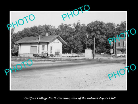 OLD LARGE HISTORIC PHOTO OF GUILFORD COLLEGE NORTH CAROLINA, RAILROAD DEPOT 1960