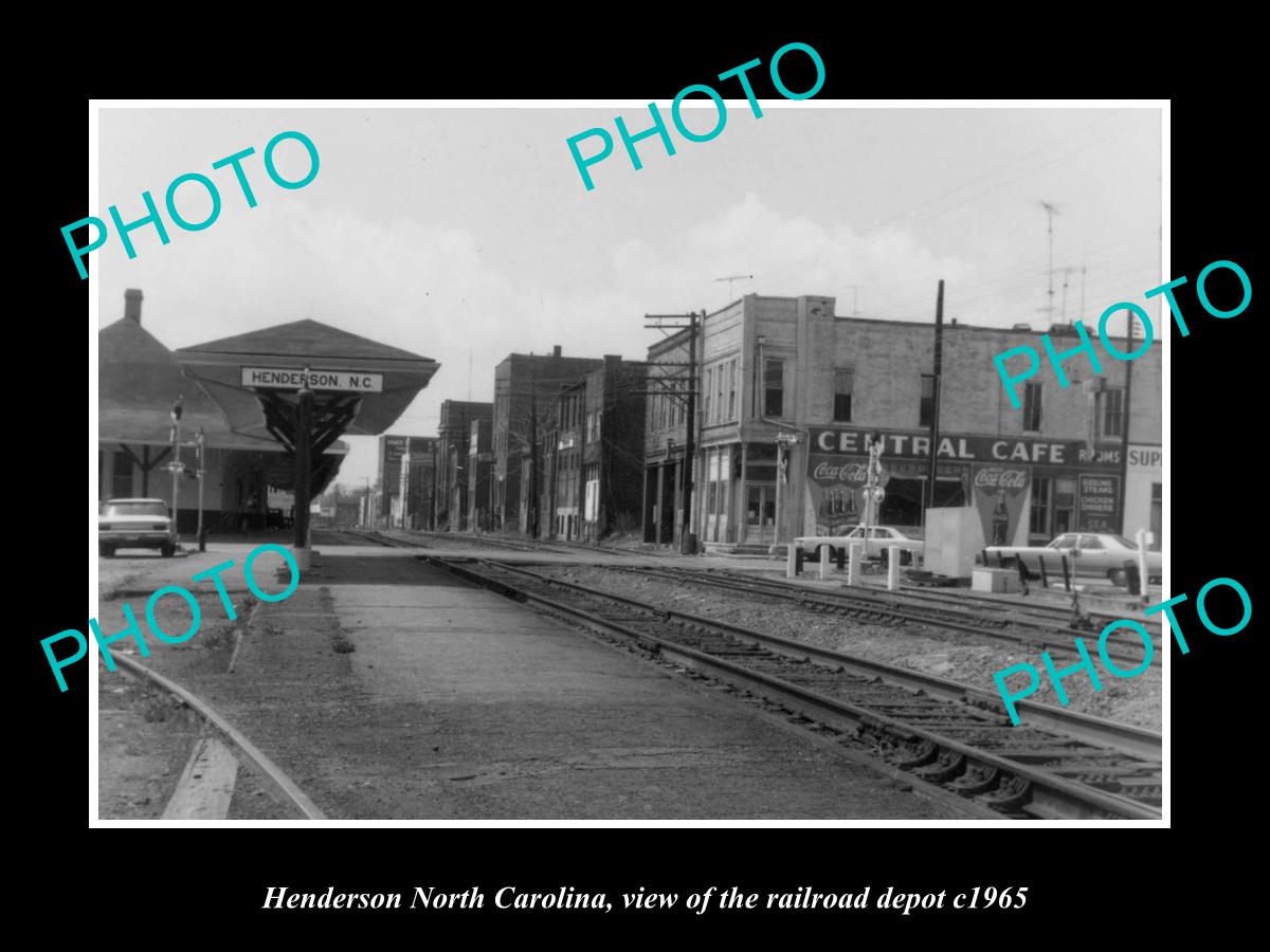 OLD LARGE HISTORIC PHOTO OF HENDERSON NORTH CAROLINA, THE RAILROAD DEPOT c1965