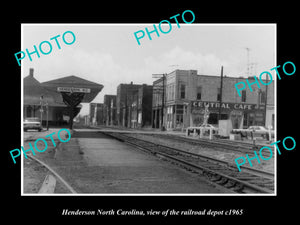 OLD LARGE HISTORIC PHOTO OF HENDERSON NORTH CAROLINA, THE RAILROAD DEPOT c1965