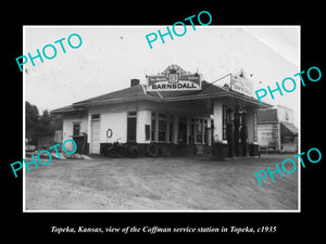 OLD LARGE HISTORIC PHOTO OF TOPEKA KANSAS, THE COFFMAN SERVICE STATION c1935