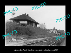 OLD LARGE HISTORIC PHOTO OF MOUNT AIRY NORTH CAROLINA, THE RAILROAD DEPOT c1960