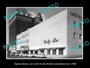 OLD LARGE HISTORIC PHOTO OF TOPEKA KANSAS, VIEW OF THE CROSBY Bros STORE c1960