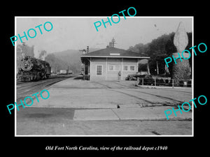 OLD LARGE HISTORIC PHOTO OF OLD FORT NORTH CAROLINA, THE RAILROAD DEPOT c1940