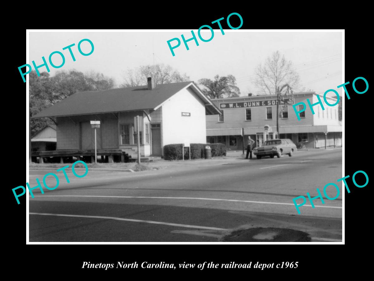 OLD LARGE HISTORIC PHOTO OF PINETOPS NORTH CAROLINA, THE RAILROAD DEPOT c1965