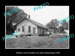 OLD LARGE HISTORIC PHOTO OF PITTSBORO NORTH CAROLINA, THE RAILROAD DEPOT c1965